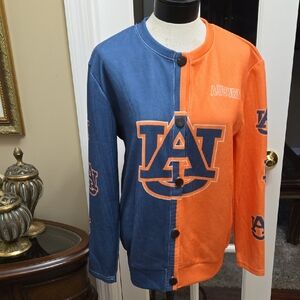 Auburn University Blue and Orange Button Front Top Long Sleeve NEW NO TAGS